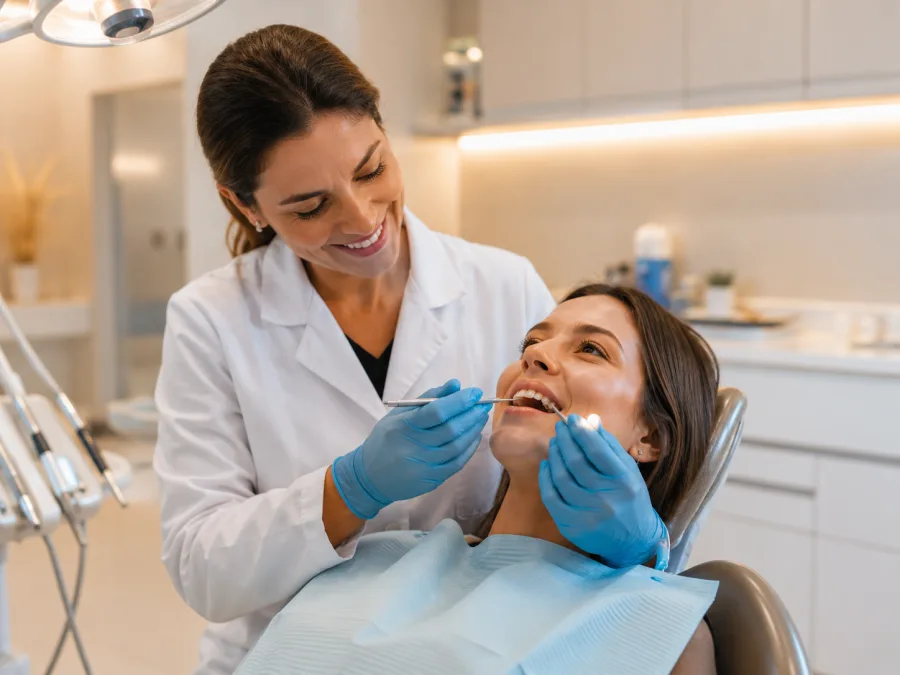 Dentista atendendo paciente com segurança após dominar a estratificação